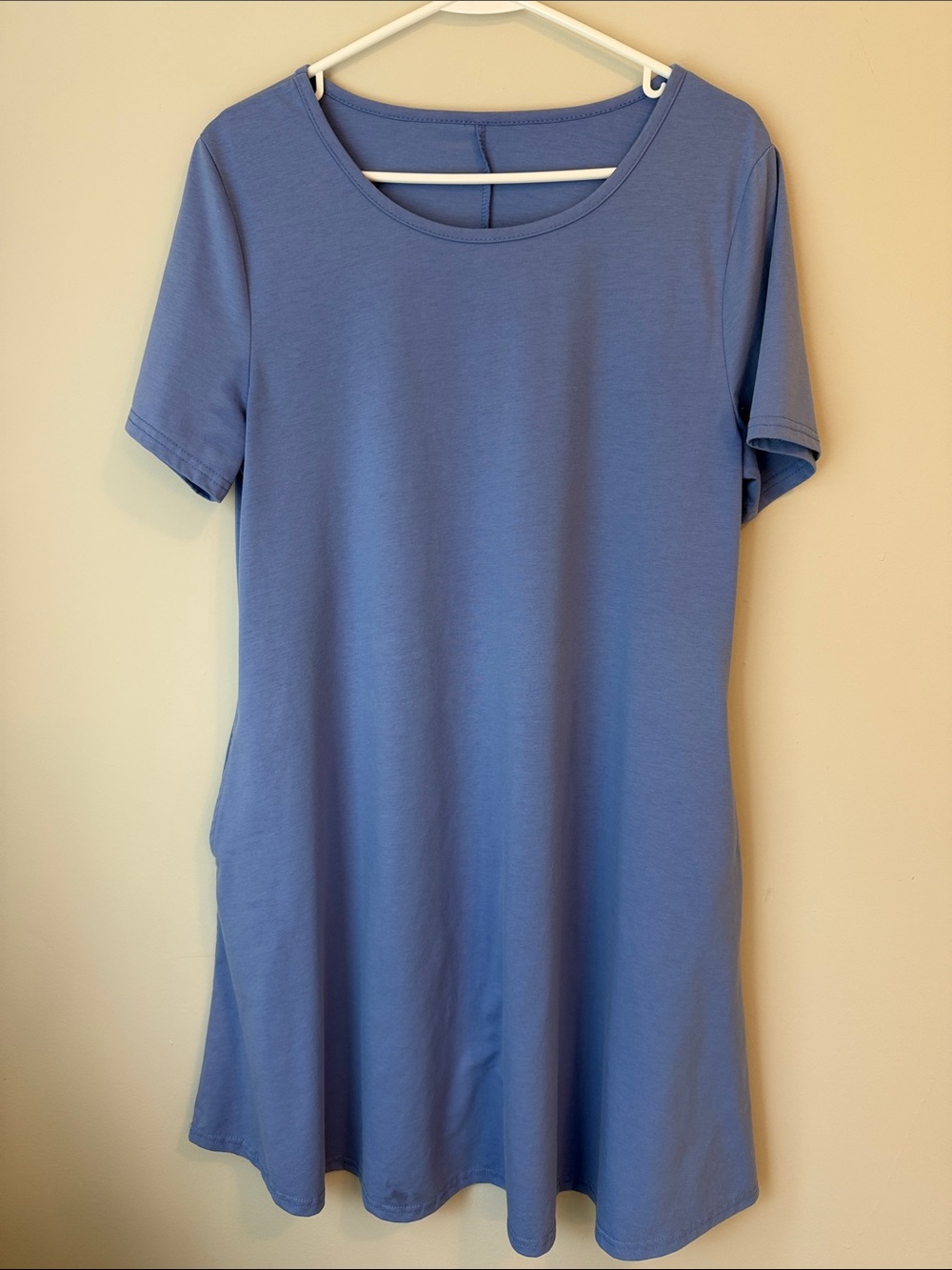 Everyday Short Sleeve Casual Dress - Periwinkle Blue